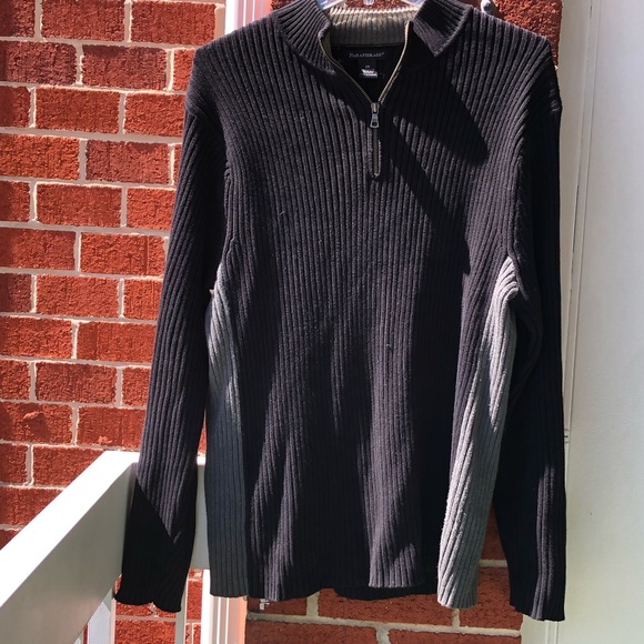 Paraphrase Other - Paraphrase Black and Gray Zip-Up Sweater —#050